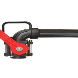 A red handle is attached to the pipe.