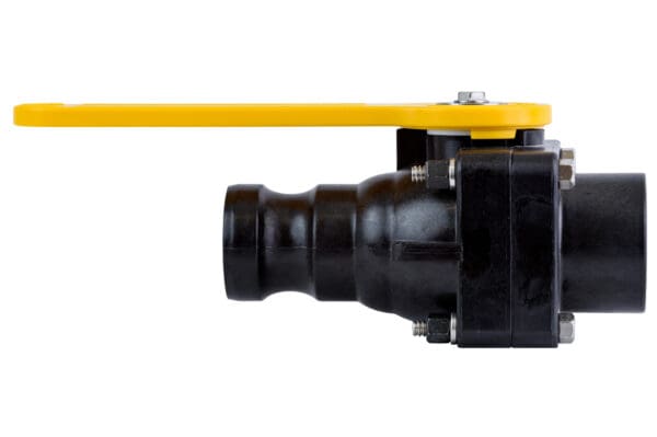 A black and yellow pipe with a yellow handle.