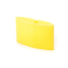 A yellow sponge is sitting on top of the floor.