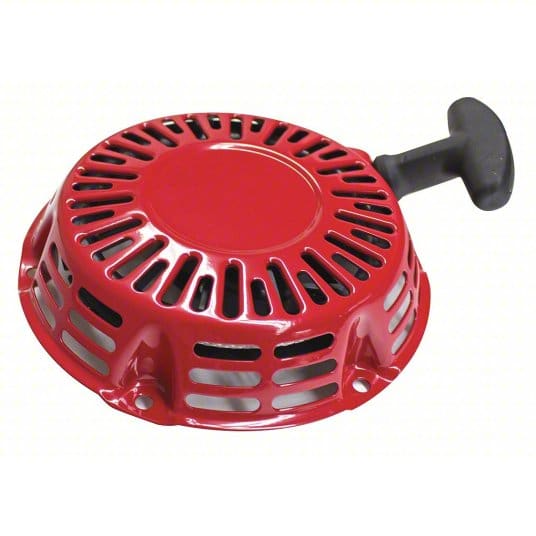 A red and black hand held fan