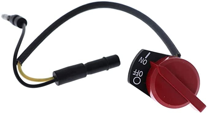 A red and black switch with an electrical cord.