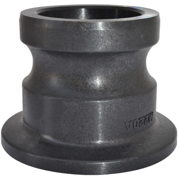 A black cast iron pipe fitting with a large hole.