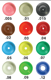 A color chart of different colors for plastic bowls.